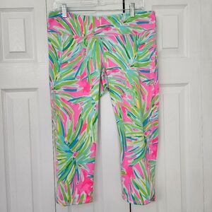 Lilly Pulitzer Luxletic Weekender Crop Legging Pink Sunset Royal Lime Size XL
